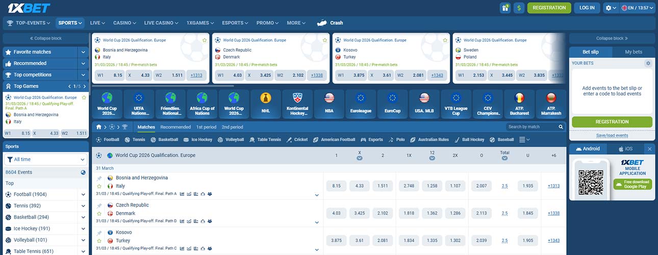 1xBet sports betting